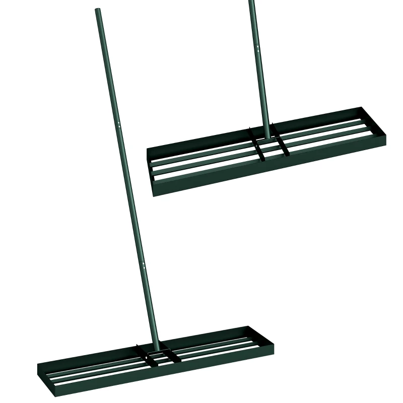 Outsunny Lawn Levelling Rake, 113 x 26 cm Lawn Leveller Lute with 169 cm Handle for Grass Soil Sand Yard Golf Course