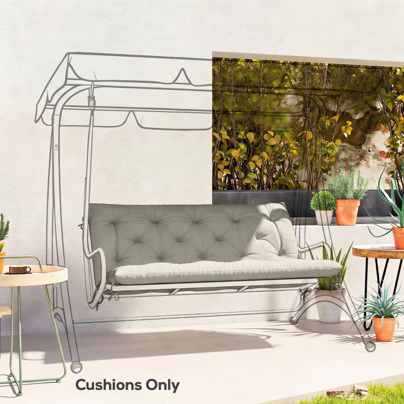 Outsunny Garden Bench Cushion, 2 Seater Swing Chair Cushion, Seat Pad with Ties for Indoor and Outdoor Use, 110 x 120 cm