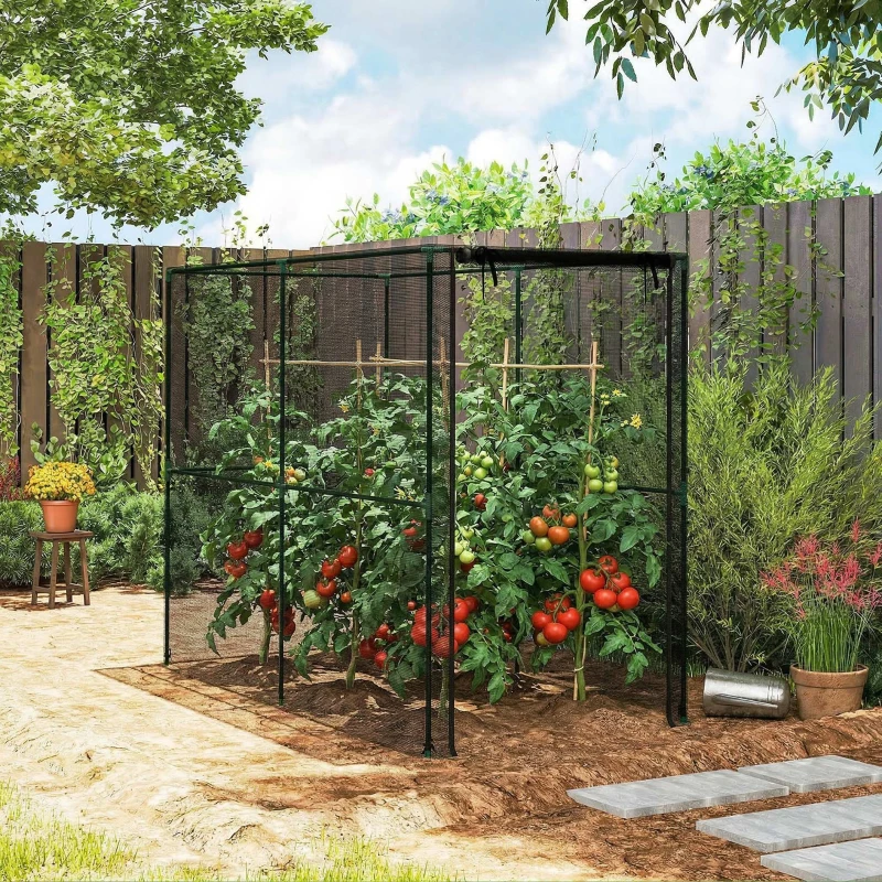 Outsunny Fruit Cage Bird Netting, Brassica Cage Plant Protection Tent with Zipped Door, Anti Bird, Insects, Small Animals, Black
