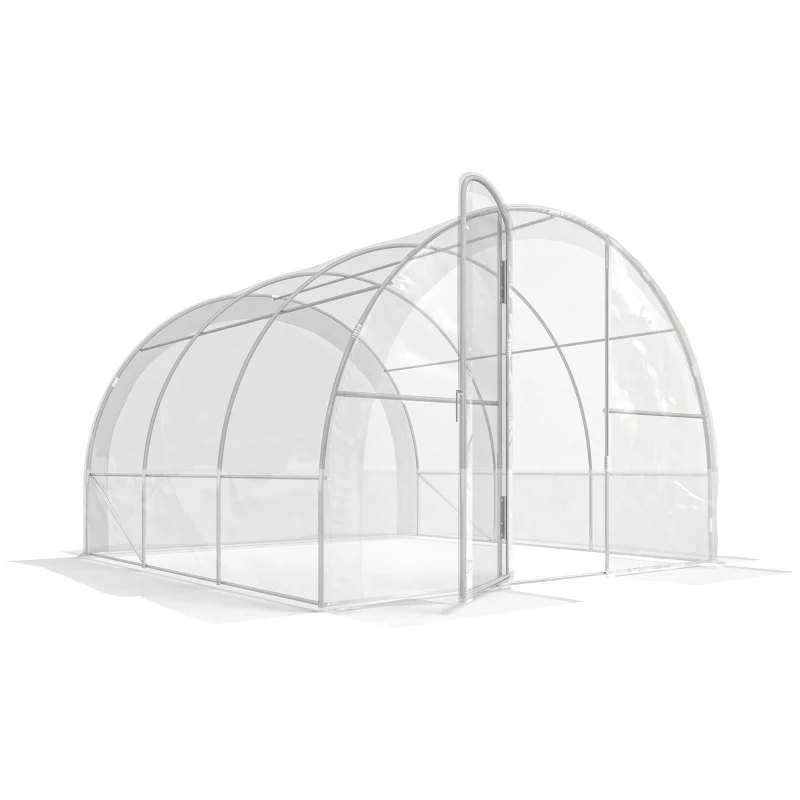Outsunny Serre de jardin tunnel 3 x 3 x 2 m 9 m² avec porte à charnières bâche en PE 150 g/m² pour Légumes Plantes Fleurs