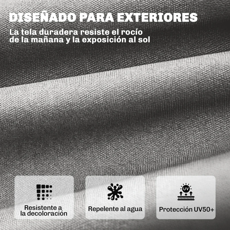 Outsunny Cojín para Banco Exterior con Correas de Sujeción Protección UV50+ Rebote Lento Interior Exterior 198x65x13 cm Gris