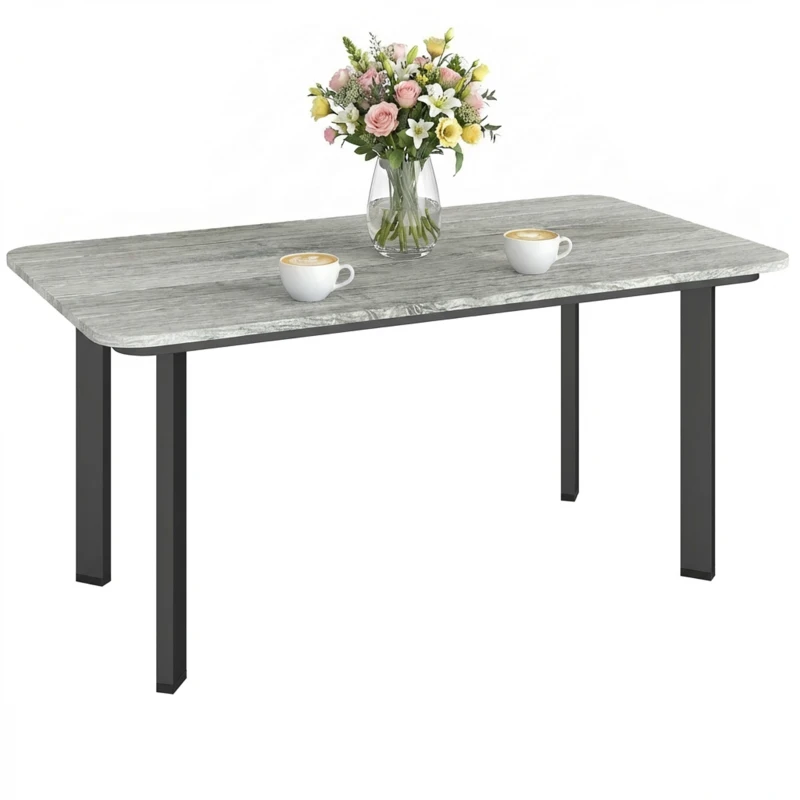 Outsunny Outdoor Garden Coffee Table, Garden Table with Slatted Wood Plastic Composite Top and Metal Frame, Grey