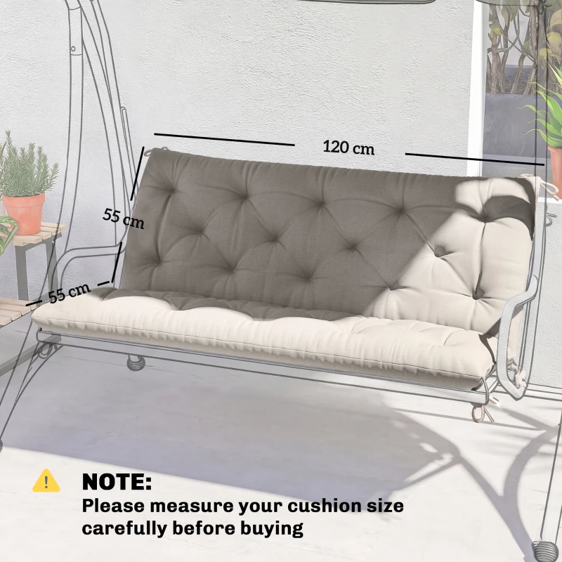 Outsunny Garden Bench Cushion, 2 Seater Swing Chair Cushion, Seat Pad with Ties for Indoor and Outdoor Use, 110 x 120 cm