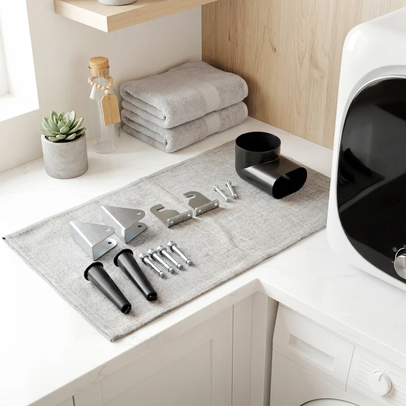 HOMCOM Sèche linge à évacuation électrique 800 W 4 Kg avec 5 modes de séchage, cuve en acier inoxydable, charge frontale