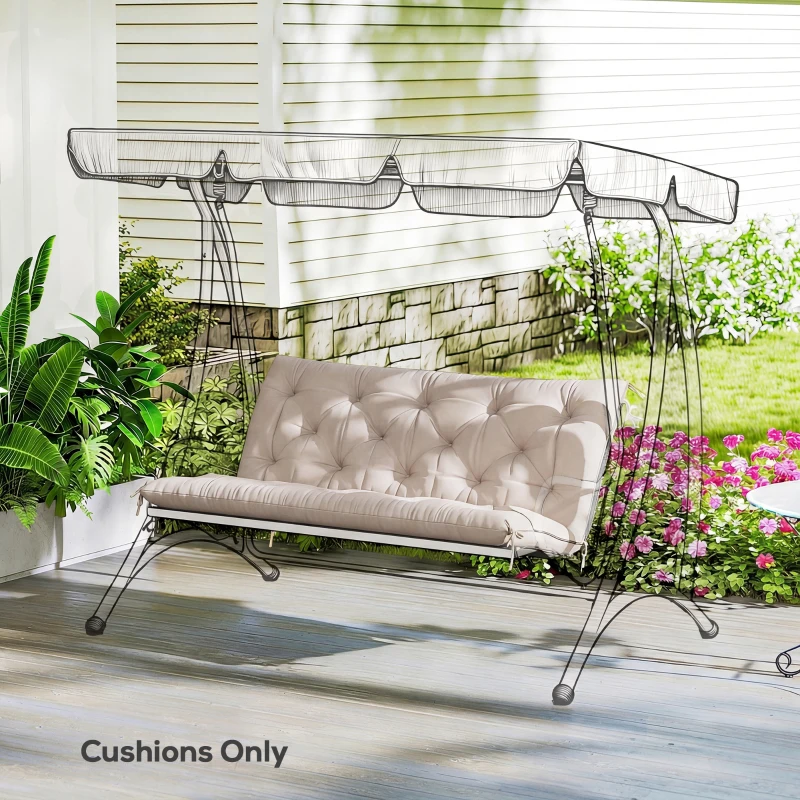 Outsunny Garden Bench Cushion, 2 Seater Swing Chair Cushion, Seat Pad with Ties for Indoor and Outdoor Use, 110 x 120 cm