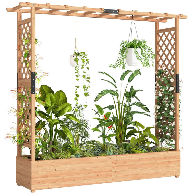 Outsunny Fir Wood 171 x 39 cm Planter and Trellis Garden Bed