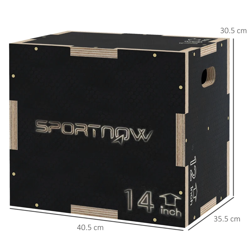 SPORTNOW Multi-Faceted Jump Box, Wooden Step Up Box, for Home, Gym, Exercise, Black