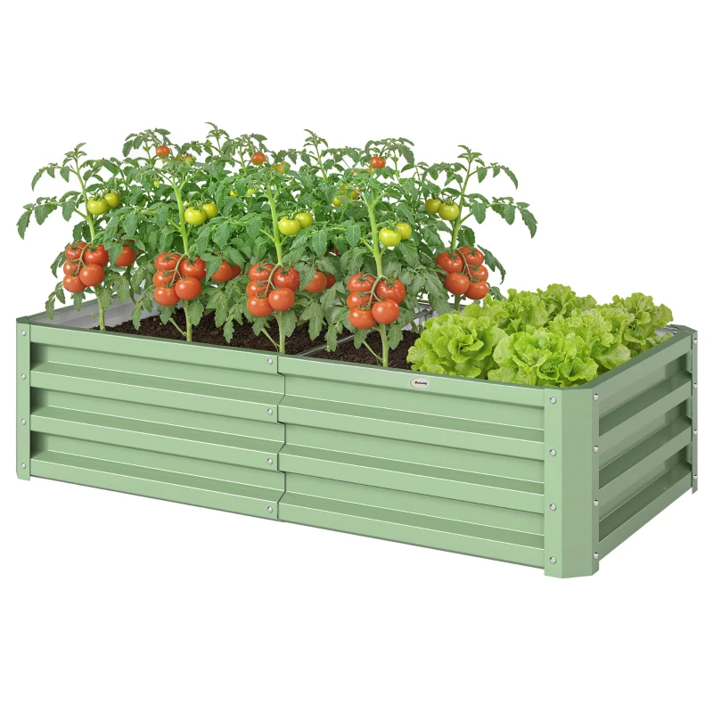 Outsunny Raised Beds for Garden, Galvanised Outdoor Planters, for Herbs and Vegetables, Use for Patio, Garden, Balcony
