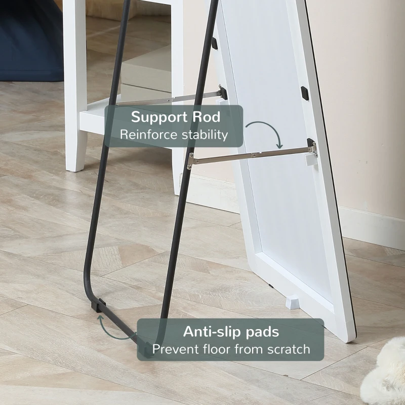 HOMCOM Lustro stojące, lustro ścienna w całości, stop aluminium, 45 cm x 37 cm x 158,5 cm, srebrny