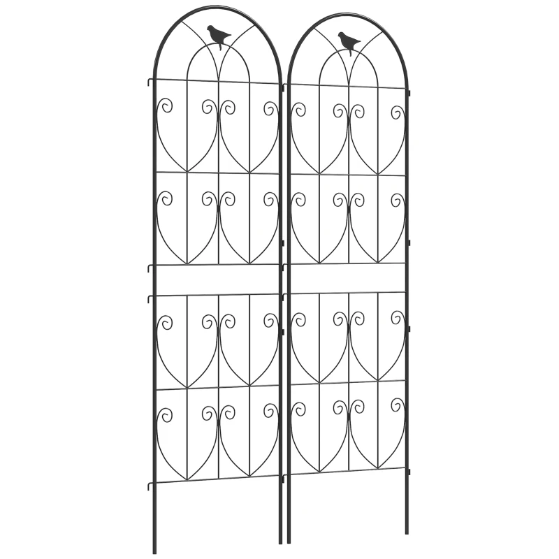 Outsunny Set of 2 Garden Trellis, Metal Fence Panels for Climbing Outdoor Plants, Flowers, 180 x 50cm