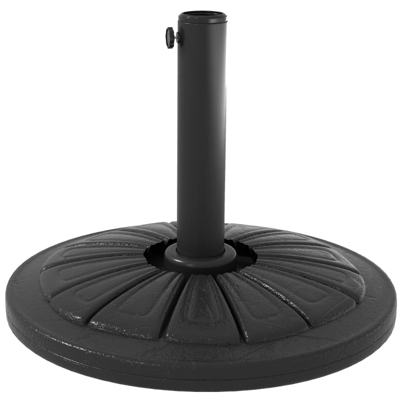 Outsunny Umbrella Base, Heavy Duty Concrete Base Holder with Steel Pole, Round Parasol Stand for Patio, Outdoor, Garden, Black