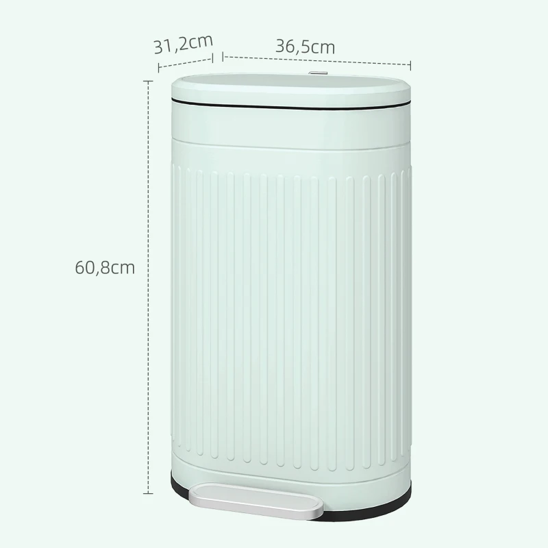 HOMCOM Kosz na Śmieci 30L Pedałowy z Pokrywą, Wyjmowanym Wewnętrznym Pojemnikiem i Systemem Soft-Close, 36,5 x 31,2 x 60,8 cm, Zielony