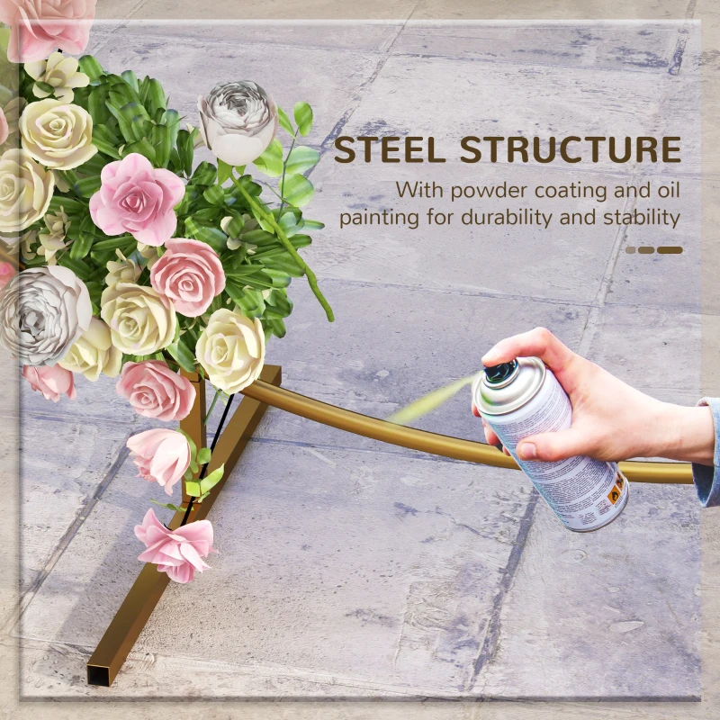 Outsunny 222cm Gold Tone Backdrop Stand, Round Metal Wedding Arch for Birthday Party, Bridal Shower, Graduation, Ceremony