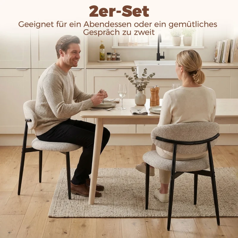 HOMCOM Esszimmerstühle Gepolstert Küchenstühle mit Stahlbeinen Beige