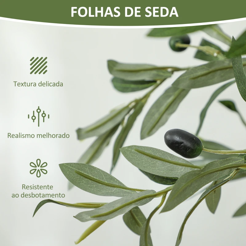 HOMCOM Conjunto de 2 Oliveiras Artificiais de 150 cm Plantas Artificiais Decorativas Grande Árvores Artificiais de Interior Verde