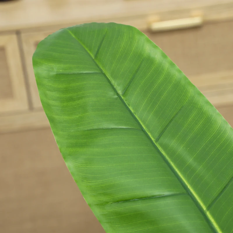 HOMCOM Conjunto de 2 Plantas Artificiais Ø17x120 cm Bananeiras Atificiais com Vaso e 15 Folhas Plantas Artificiais Decorativas Verde