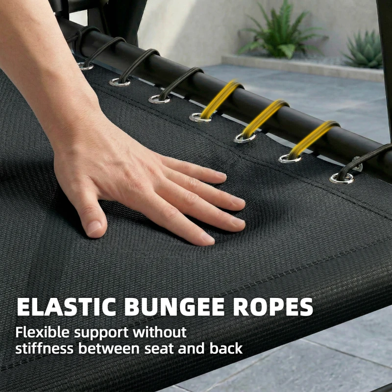 Outsunny Folding Garden Chairs Set of 4, Outdoor Dining Chairs with Wide Texteline Seat, High Back and Armrests, Black