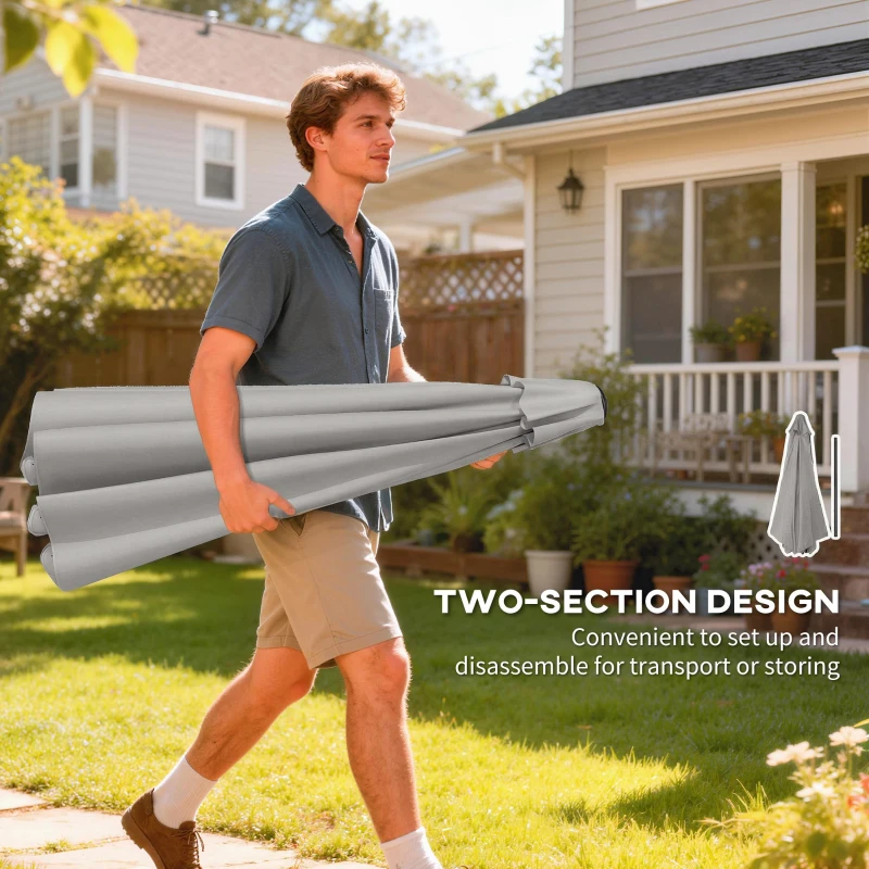 Outsunny 3 m Garden Parasol with Tilt Mechanism & Crank Handle, UPF 30+ Patio Umbrella Outdoor Table Umbrella, Light Grey