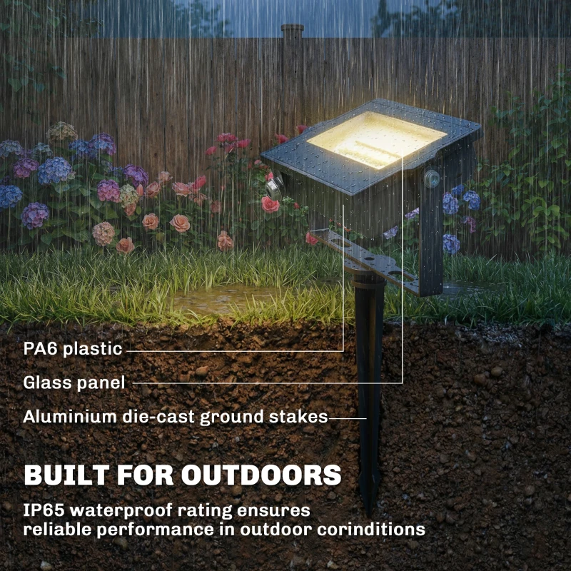 Outsunny 32W LED Floodlights, Linkable 4-Pack Landscape Lighting with Remote Control, RGB Colour Changing, UK Plug, Black