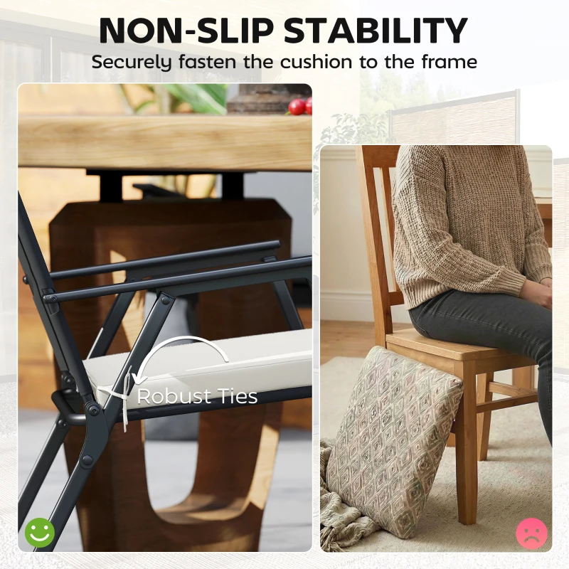 Outsunny Set of 6 Outdoor Seat Cushions with Machine Washable Cover, Water Repellent Seat Cushions Cream White