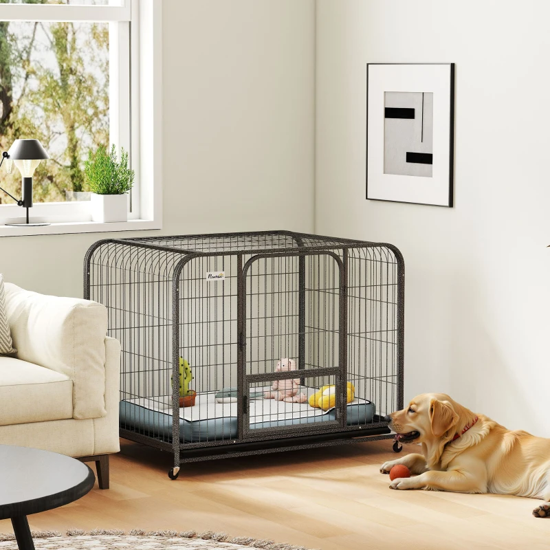PawHut Heavy Duty Dog Crate,109 x 72 x 85 cm, Large Dog Cage for Small to Large Breeds