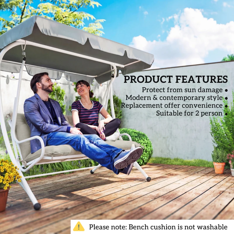 Outsunny Garden Bench Cushion, 2 Seater Swing Chair Cushion, Seat Pad with Ties for Indoor and Outdoor Use, 110 x 120 cm