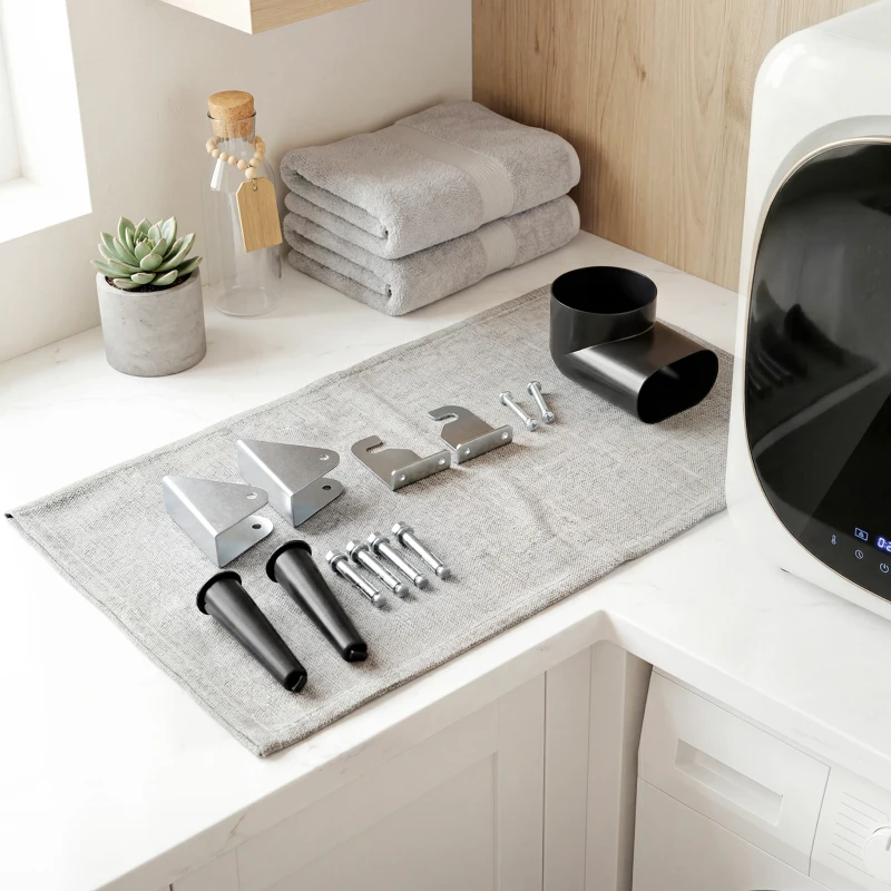 HOMCOM Asciugatrice ad Aria Carico 4kg con Timer e Programma Smart, in Acciaio Inox e ABS, 48x40x56 cm, Bianco