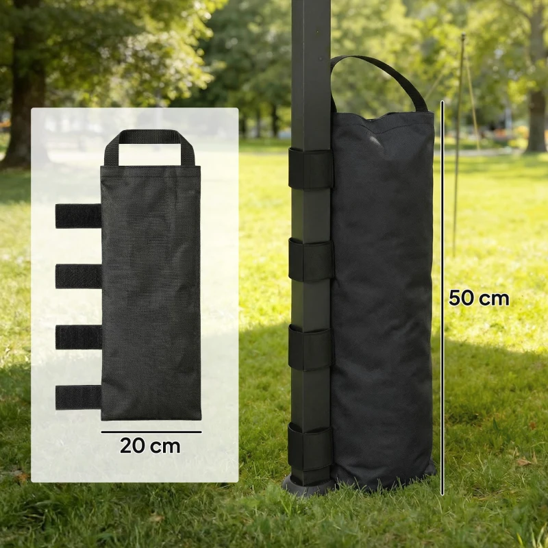 Outsunny 8 Pack Gazebo Sand Weights Bags, 40 kg 600D Heavy Duty Sand Bags Sandbags for Canopy Tent Legs, Without Sand, Black