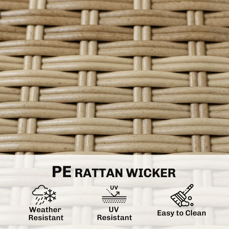 Outsunny 4 Seater Rattan Dining Set with Parasol, 6 Piece Garden Table and Stackable Chairs with Tempered Glass Tabletop