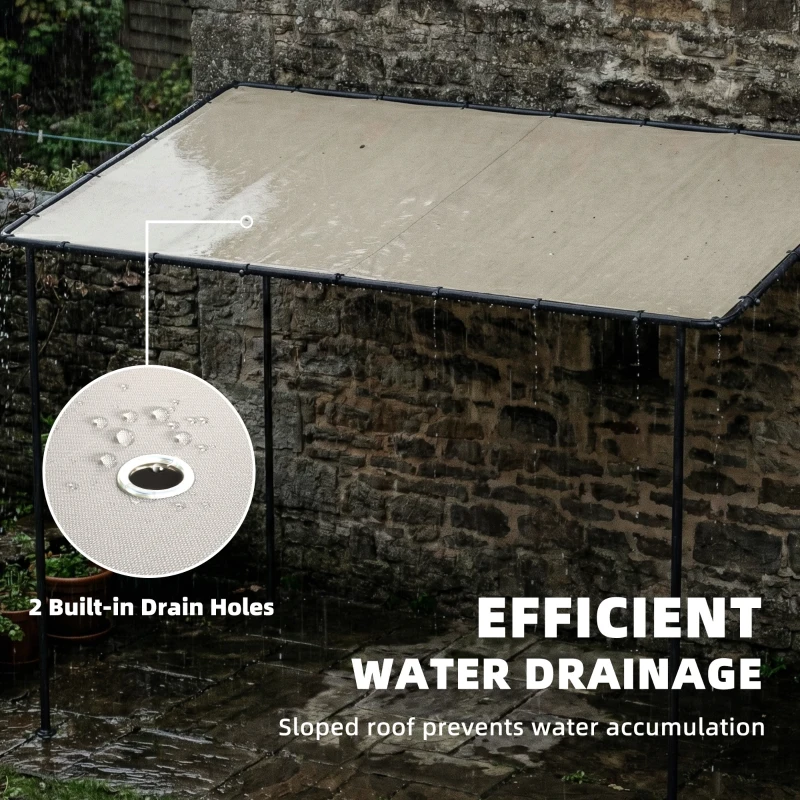 Outsunny Przyścienna Pergola z Metalową Ramą i Zadaszeniem, Odporna na Warunki Pogodowe, 3 x 1,8 x 2,3 m, Kremowa