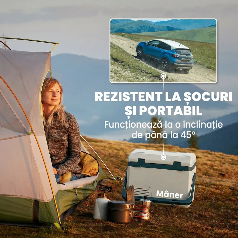 Outsunny Frigider Auto Compresor 19L, Control prin Aplicație Ideal pentru Camping