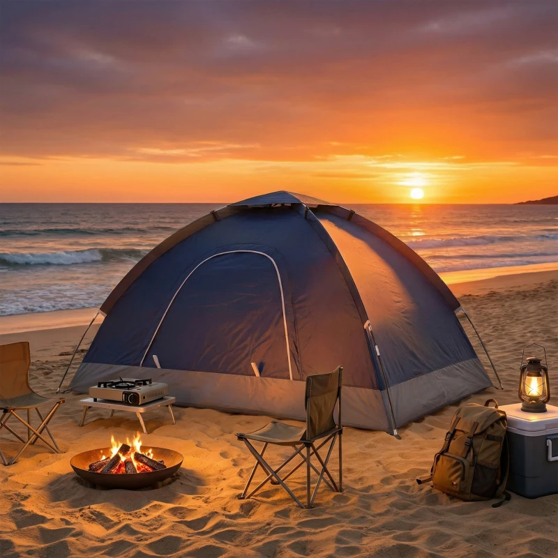 Outsunny 2 Person Camping Tent, Dome Tent with Zipped Doors, Storage Pocket, Portable Handy Bag, Navy Blue