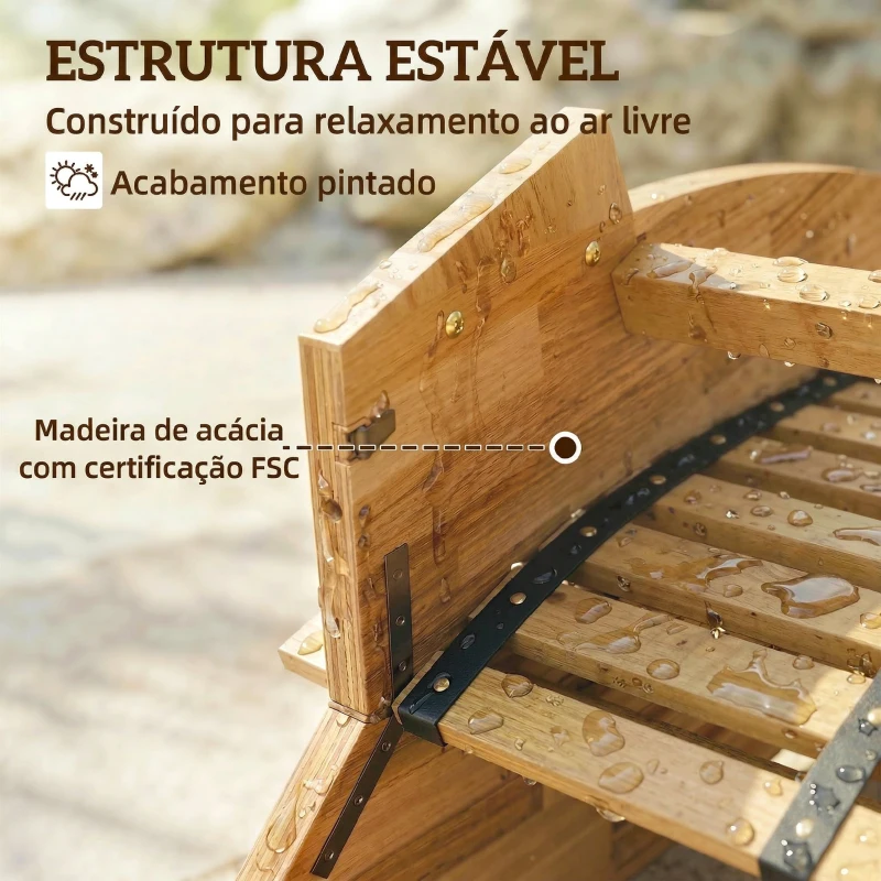 Outsunny Cadeira de Baloiço de Jardim em Madeira Ergonómica Dobrável com Design Ripado 60x156x77 cm Madeira