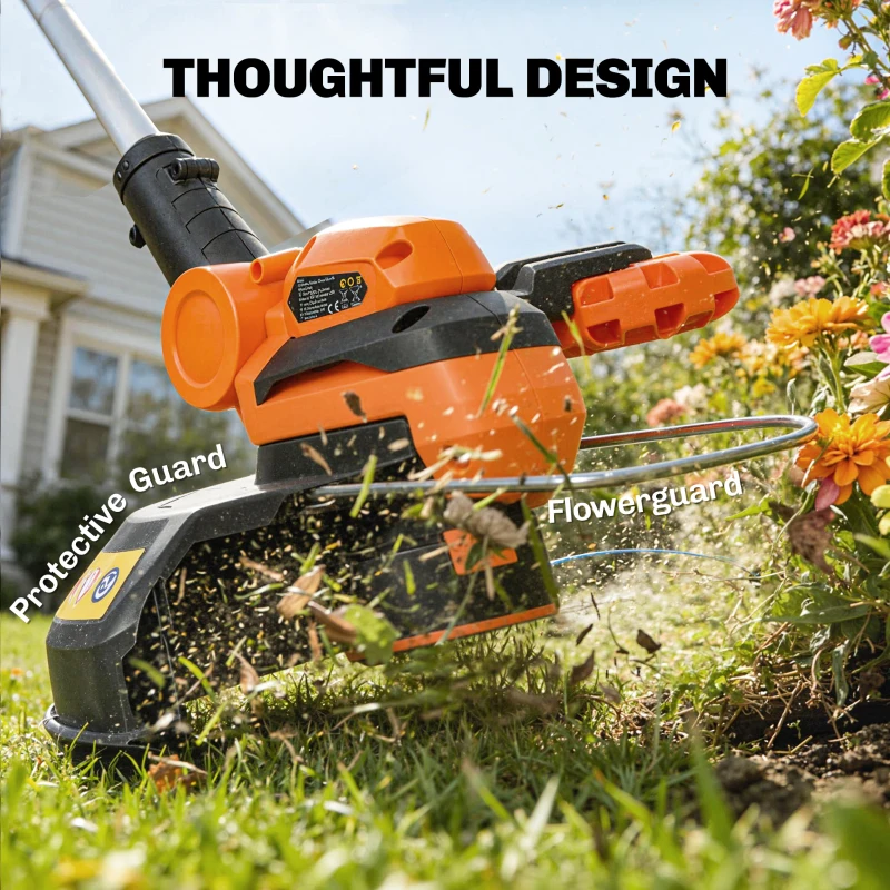 Outsunny Cordless Strimmer with 2 x 4.0Ah Lithium Batteries & Charger, 2-in-1 Lightweight Cordless Grass Trimmer and Lawn Edger