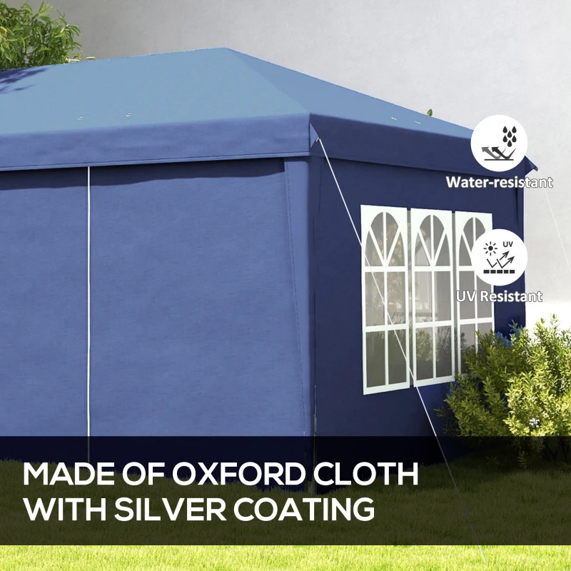Outsunny 3 x 6m Pop-Up Gazebo, with Curtain Walls and Windows - Blue