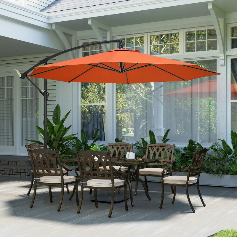Outsunny 3 m Overhanging Cantilever Parasol, with Cross Base - Orange
