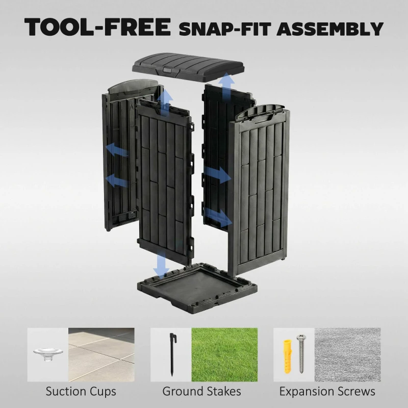 Outsunny 110 L Outdoor Bin with Dual Lid, Waterproof Plastic Trash Bin with Ashtray and Drip Tray, Garden Waste Trash Bin, Black