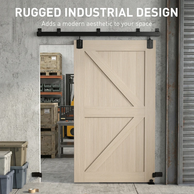 HOMCOM Schwerlast Schiebetür-Hardware-Set 183 cm Schwarz für Einzeltüren