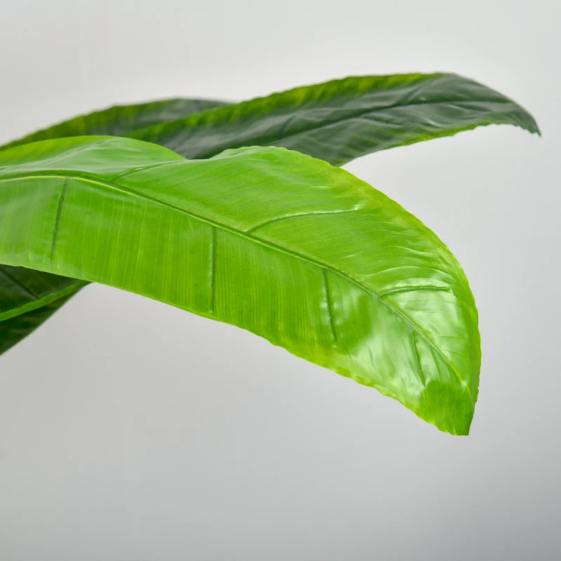 HOMCOM Conjunto de 2 Bananeiras Artificiais 150 cm Plantas Artificiais com Vaso e 18 Folhas Planta Artificial para Decoração Verde