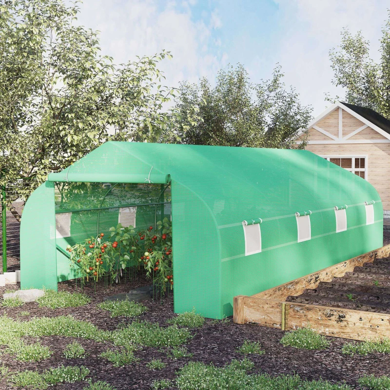 Outsunny Serre de jardin tunnel tente bâche 6x3x2m grande taille