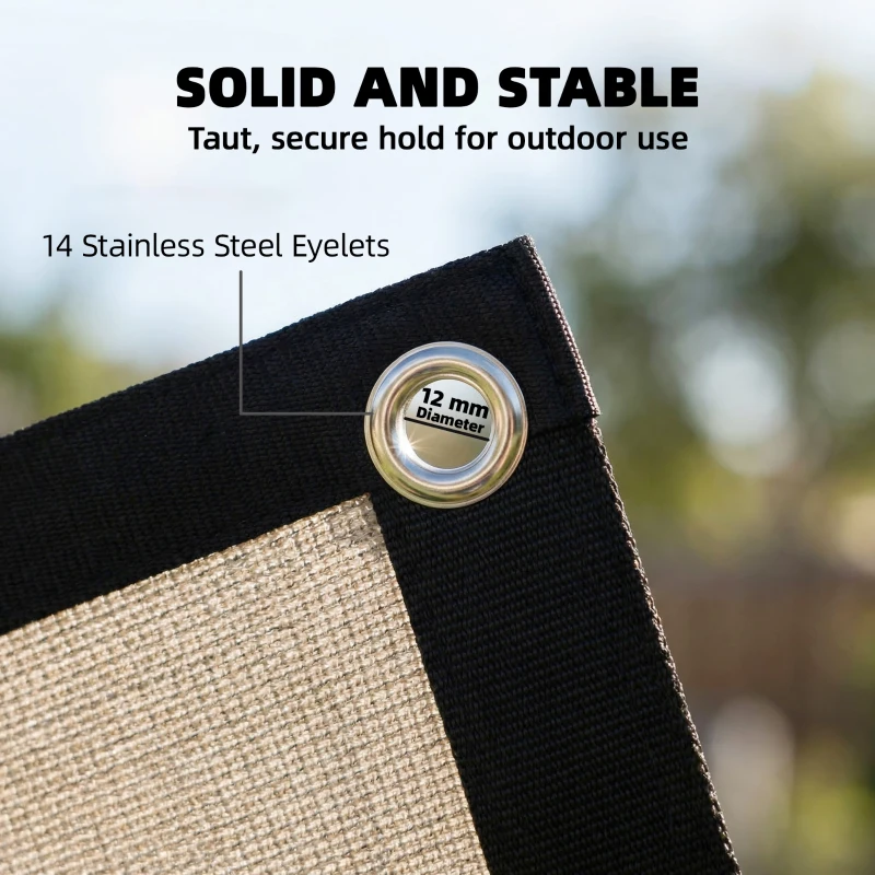 Outsunny Sun Shade Sail UV Protection Canopy with Stainless Steel Eyelets for Patio Garden 3 x 3.6 m Beige