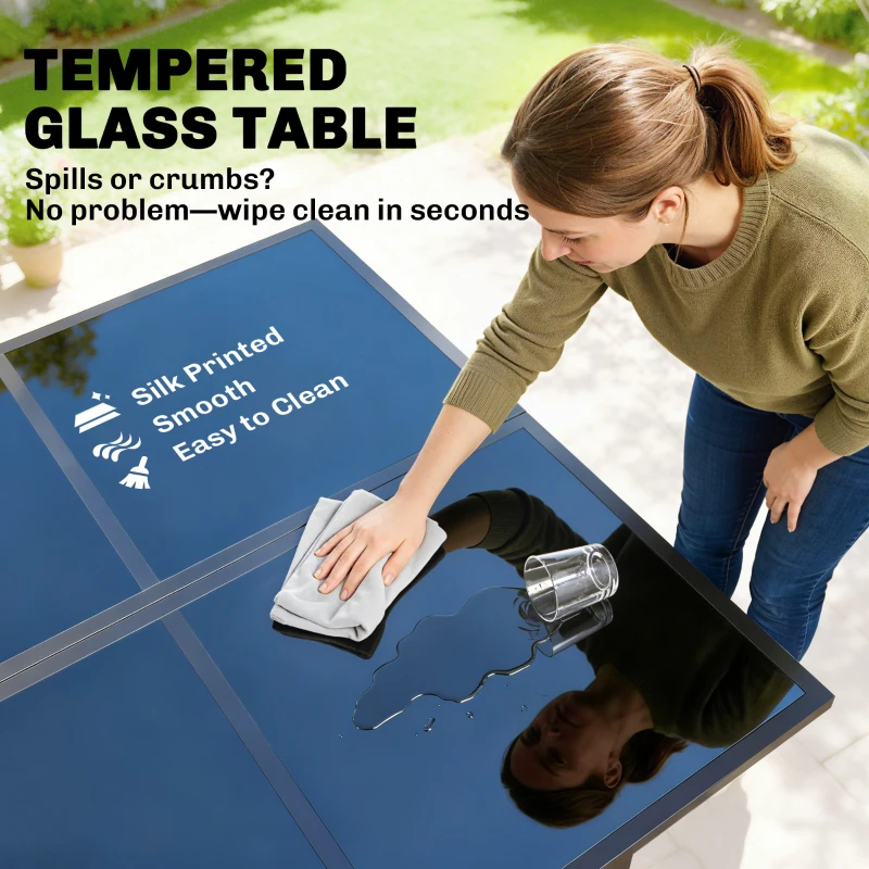 Outsunny 5 Pieces Garden Dining Set, Outdoor Patio Cube Set, 4 Seater Outdoor Table and Chairs with Foldable Backrest, Dark Grey