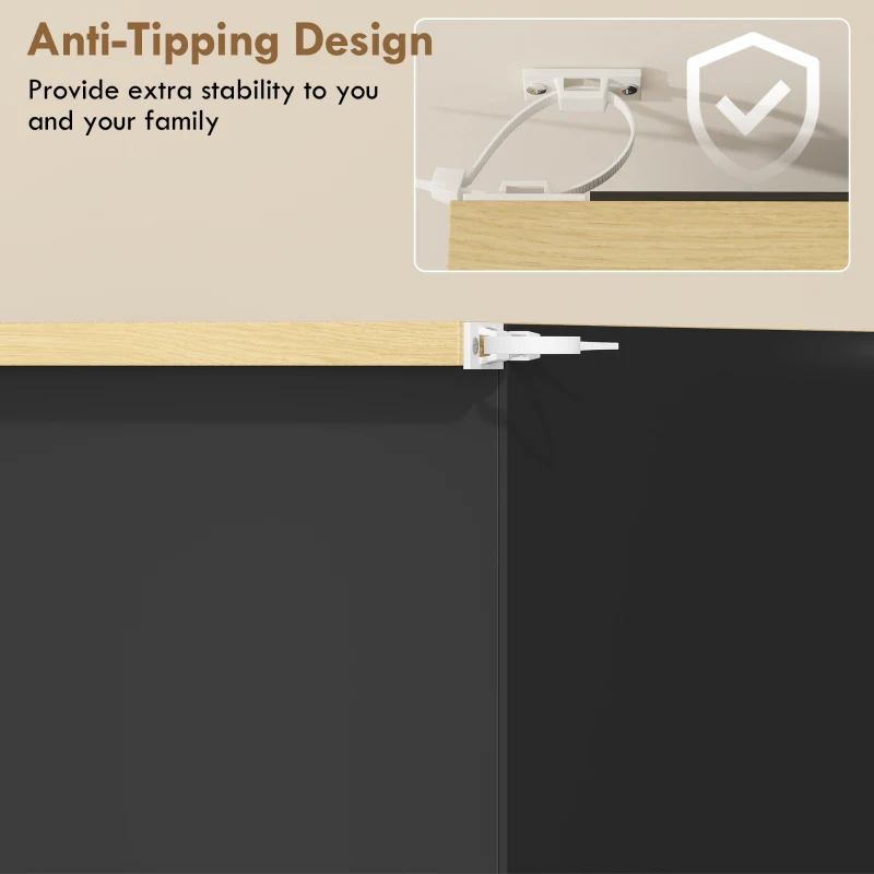 HOMCOM Dulap pentru pantofi 16 perechi, dulap cu 4 sertare rabatabile și polițe reglabile, negru și lemn natural