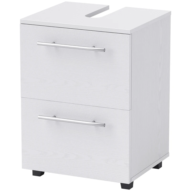 HOMCOM Dulap Sottolavabo pentru Baie cu Sertar și Dulap, Dulap Compact cu Decupaj în U, Mobilier Baie Modern și Economisire Spațiu, Potrivit pentru Lavoare fără Coloană, 41,5x35,5x59 cm, Alb