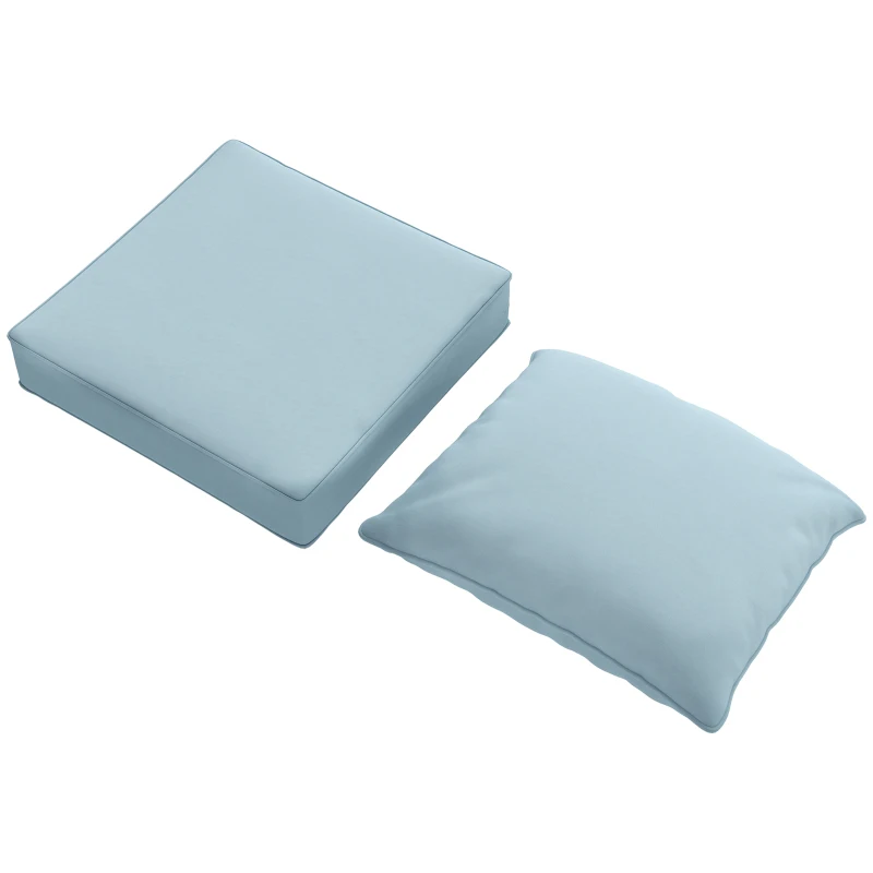Outsunny Outdoor Seat and Back Cushion Set, 63L x 55W x 15Dcm Patio Deep Seating Chair Fade Resistant Replacement Cushion, Light Grey