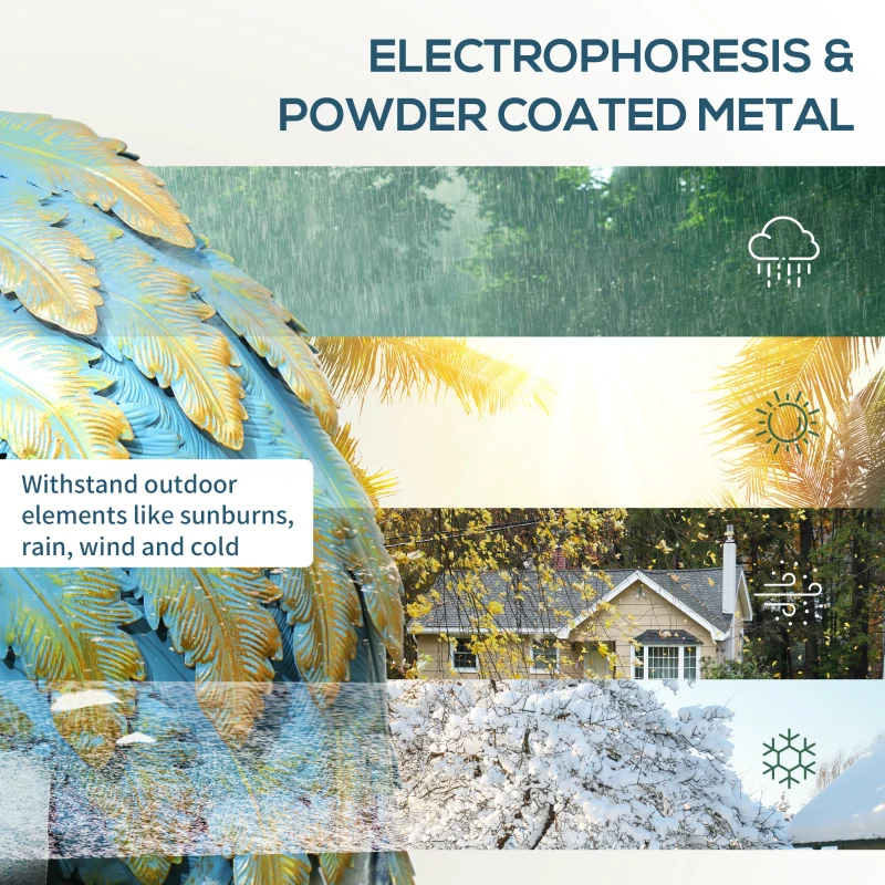 Outsunny Heron Garden Statue, Standing Garden Ornament, Metal Garden Gift with Stakes, 28 x 17 x 63 cm, Multi-Colour