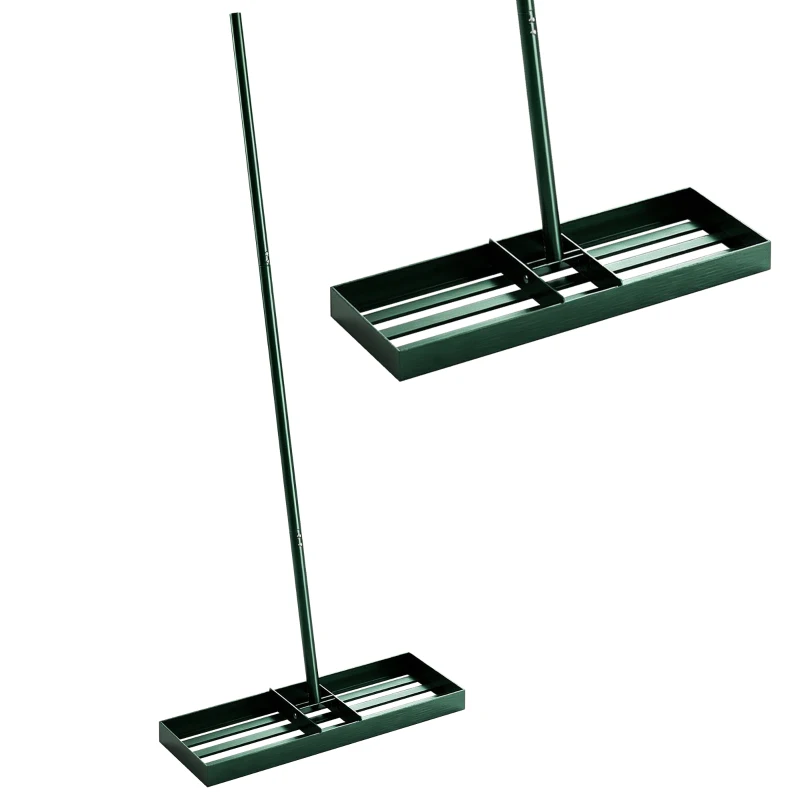 Outsunny Lawn Levelling Rake, 76 x 26 cm Lawn Leveller Lute with 169 cm Handle for Grass Soil Sand Yard Golf Course