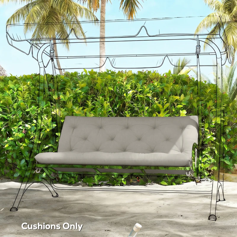 Outsunny Garden Bench Cushion, 2 Seater Swing Chair Cushion, Seat Pad with Ties for Indoor and Outdoor Use, 110 x 120 cm