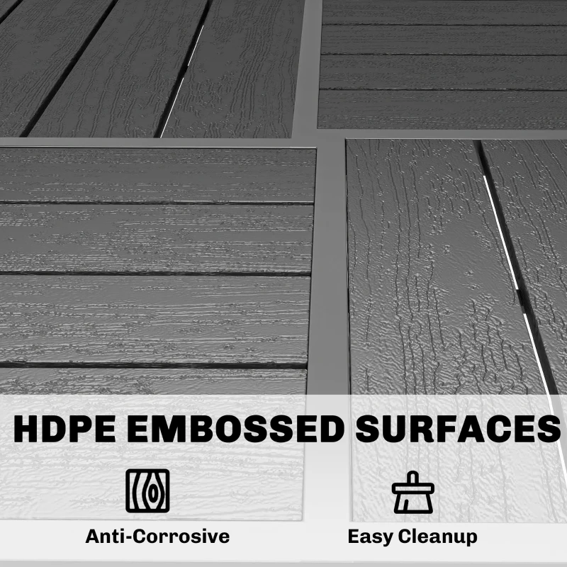 Outsunny 5 Pieces Garden Dining Set, Garden Table and Chairs Set for 4 with Square HDPE Table and Chairs with Armrests, Black