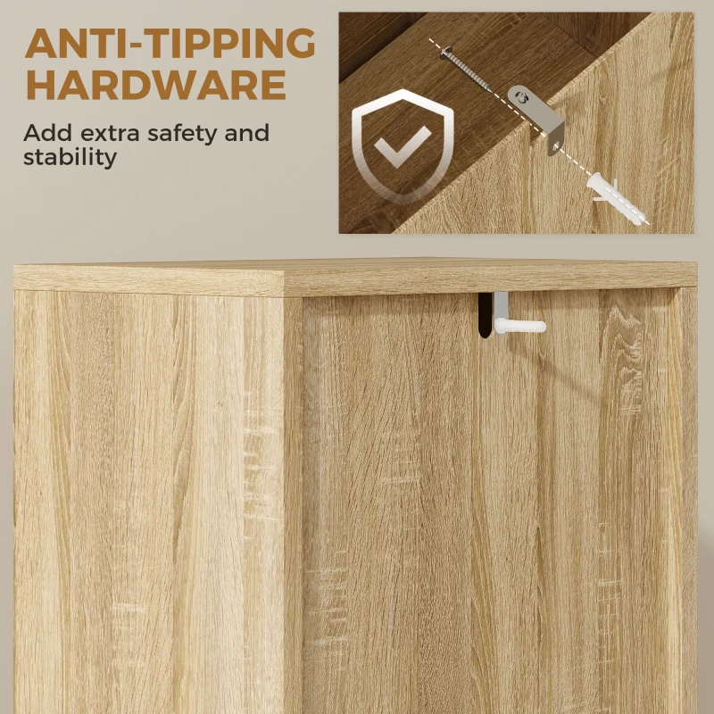 HOMCOM Dulap de baie din lemn cu poliță reglabilă și ușă cu lamele, deschidere prin apăsare, 34 x 23 x 84 cm, natural